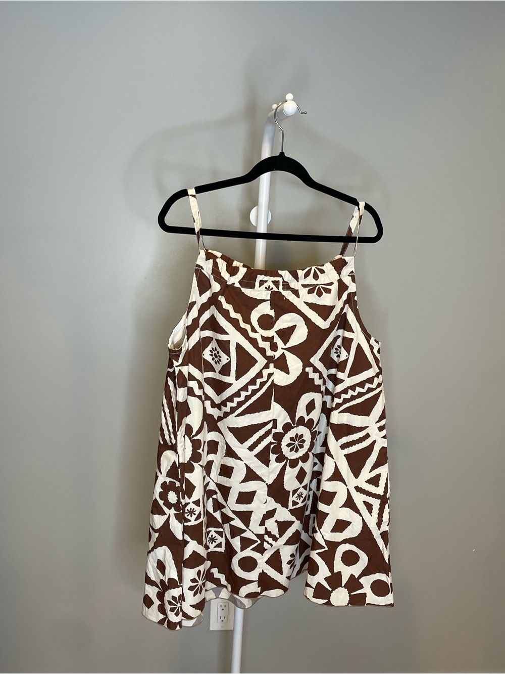 BDG Brown and White Tribal Print Dress w Adjustable Drawstring Neckline - Picture 3 of 5